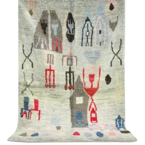 Attractive Red Color Tribal Textured Hand Tufted Area Rug