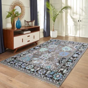 Indian Hand Knotted Modern Oushak Gray Luxurious Wool Rug-3